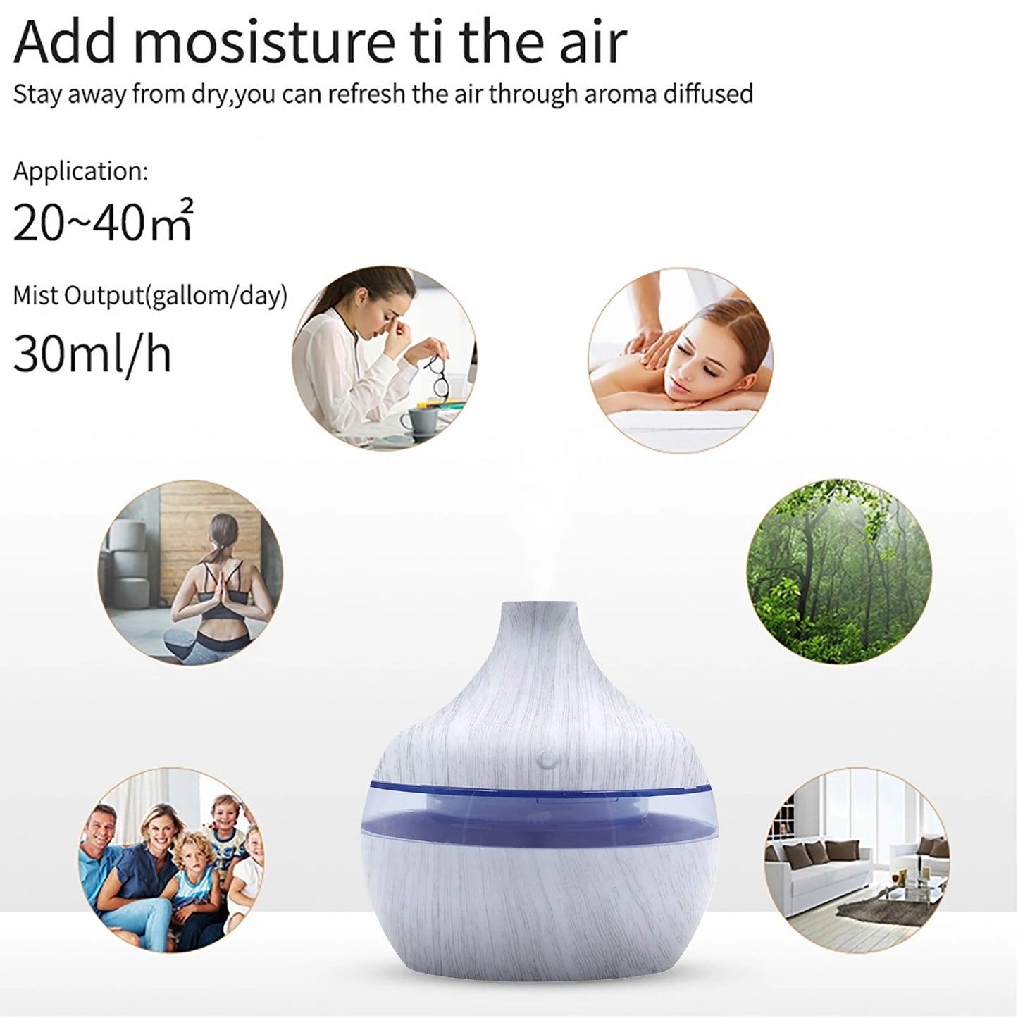 300ML Essential Aroma Oils Diffuser 5V Electric