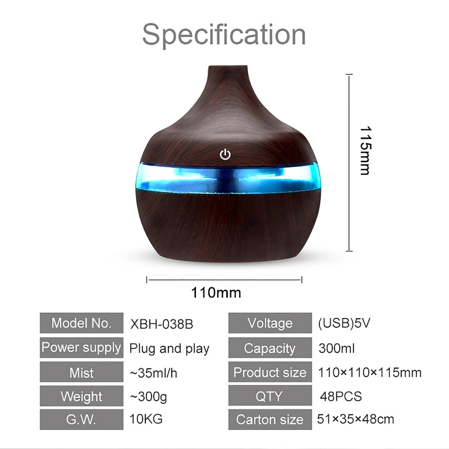 300ML Essential Aroma Oils Diffuser 5V Electric